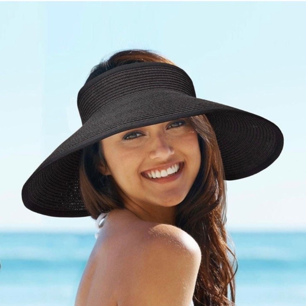 Striped Brim Foldable Topless Sun Hat